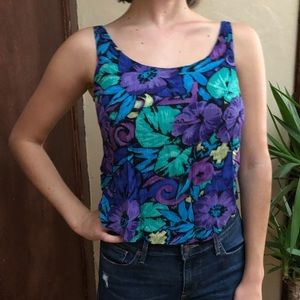 Vintage 80s Crop Floral Tank Top